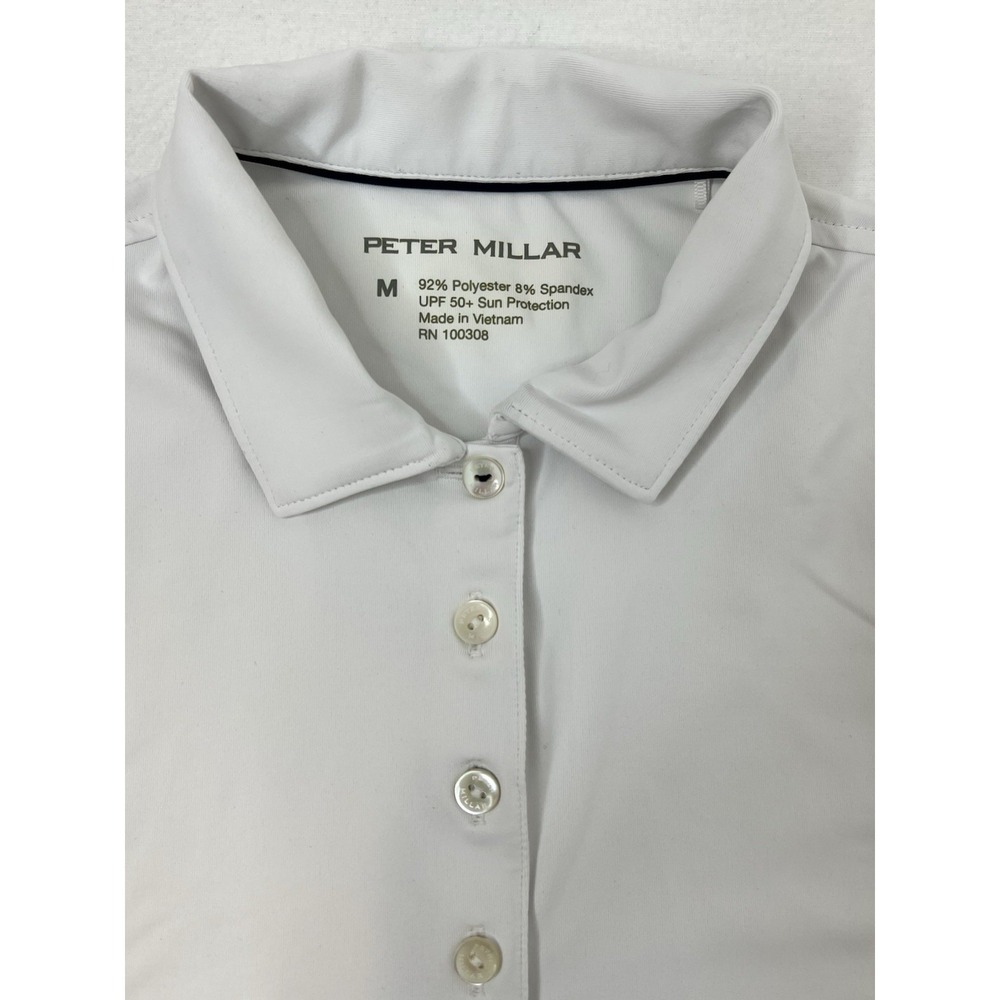 Peter Millar Golf Polo Shirt Womens Medium White Long Sleeves UPF 50 Sports - Picture 3 of 9